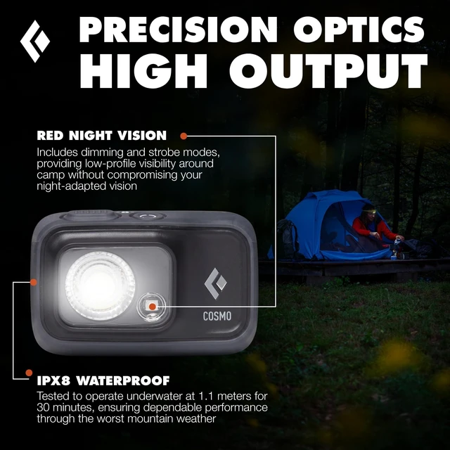 Alt view image 4 of 5 - Cosmo 350 Headlamp, AAA Powered, Dimmable Bright, BD Graphite | 350 lumens, red night vision, dual-fuel compatibility, BD 1500 battery compatible, for hiking, camping, emergencies