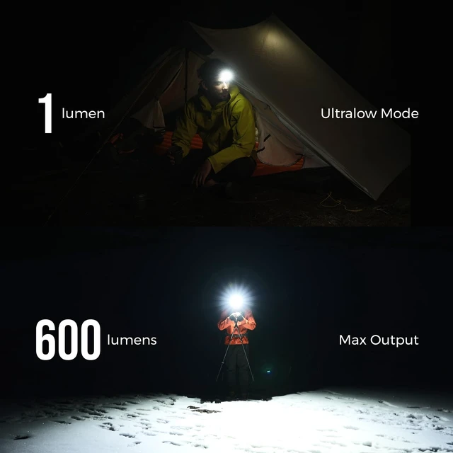 Alt view image 2 of 7 - FLEXTAILGEAR 1-600 Lumen Ultra Bright Lightweight Headlamp, USB-C Rechargeable Outdoor Headlamp with White Red Light, Adjustable Headband for Camping, Back Packing, Hiking, Fishing