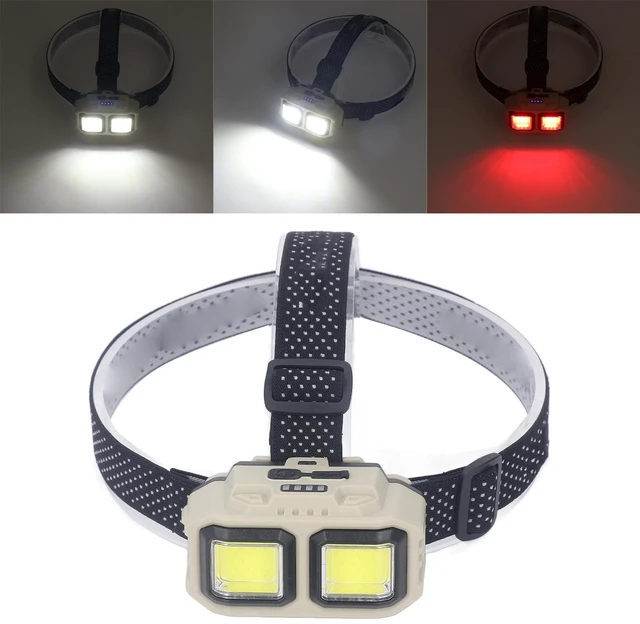 Alt view image 3 of 7 - JAOCDOEN LED COB Headlamp, Super Bright USB Rechargeable Lightweight Headlamp with Motion Sensor, Battery Level Display for Outdoor Hiking Fishing, Mounted Flashlight