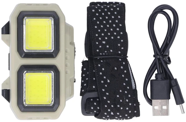 Alt view image 6 of 7 - JAOCDOEN LED COB Headlamp, Super Bright USB Rechargeable Lightweight Headlamp with Motion Sensor, Battery Level Display for Outdoor Hiking Fishing, Mounted Flashlight