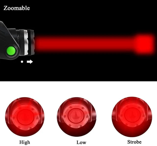 Alt view image 4 of 7 - Rechargeable Red Light Headlamp, Super Bright LED Headlamp with Zoomable | Waterproof, 3 Modes, Motion Sensor Red Hunting Headlights for Night Vision, Aviation, Fishing