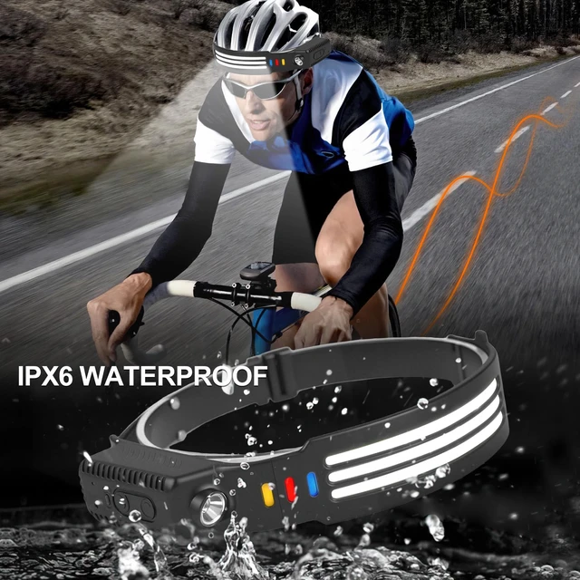 Alt view image 6 of 7 - 6Pack LED Headlamp Rechargeable, 230°Wide Beam 1200 High Lumen Head Lamp | Adult Headlamp with Motion Sensor5 Light Modes, IPX6 Waterproof Head Light for Camping, Running, Hiking and Cycling