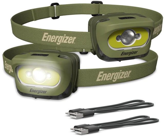 Main image of Energizer LED Rechargeable Headlamp, Headlamp with Red Light, 2-Pack | Hands-free light, camping headlamps, 3 modes, USB charging, emergency light