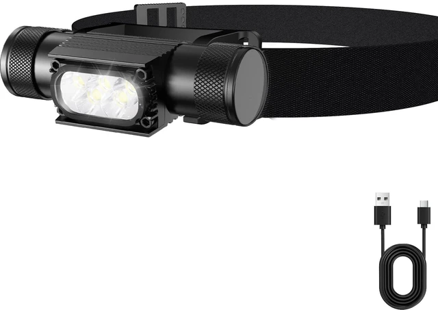 Main image of Agyanzm Rechargeable LED Headlamp 1600LM, Hard Hat Light, 6 Modes, 42H Runtime, 180° Adjustable, Lightweight Durable Head Torch, IPX4 Waterproof Flashlight for Camping, Hiking, Running & Fishing