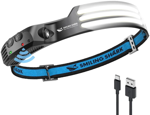 Main image of Smiling Shark Integrated LED Headlamp, 230°Wide Angle 3 White Light Strips Waterproof Headlight with Sealed Non-Removable Built-in Battery for Outdoor Night Work