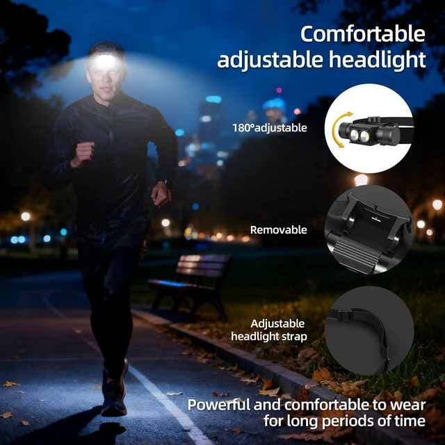 Alt view image 3 of 6 - Gsvyaniv Rechargeable Headlamp, 1200 Lumen Super Bright Lightweight 0.25 lb Headlamp-3200mAh 7-65H Lighting time, IPX4 Waterproof Head Lamp for Dog Walking, Camping, Hiking & Hard Hats
