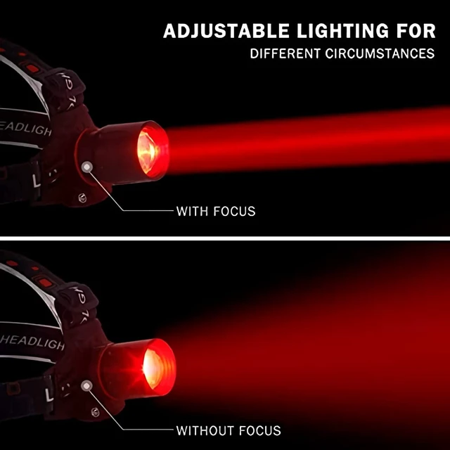 Alt view image 3 of 6 - LUXNOVAQ Red Light Headlamp for Hunting, LED Rechargeable Headlight | 3 Modes Zoomable Hunting Light, Waterproof Tactical Headlamp, Red Light Head Lamp for Coyotes Fox Varmint Astronomy Aviation