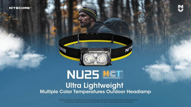 Alt view image 2 of 7 - Nitecore NU25 MCT 400 Lumen Lightweight USB-C Rechargeble Outdoor Headlamp with Multiple Color Temperatures Warm Natural, Cold Lights and Red Light (Headband, Black)