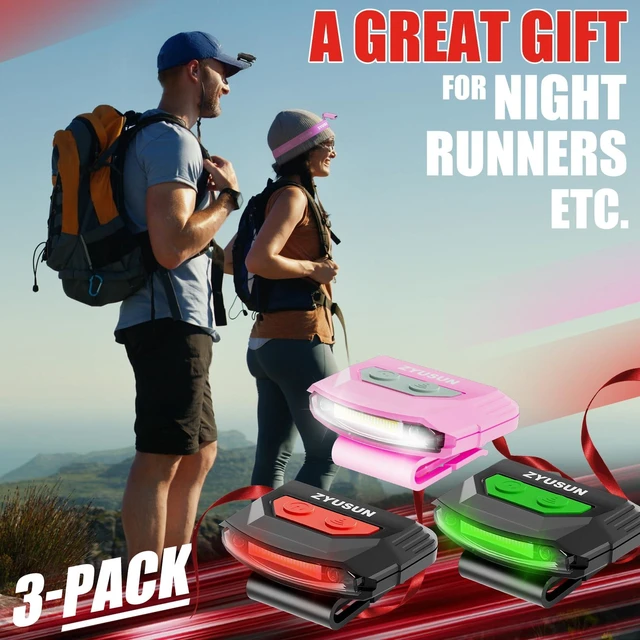 Alt view image 2 of 7 - Zyusun 3-Pack Rechargeable Cap Light,Portable headlamps,Clip on Hat with Motion Sensor,Lightweight IPX4 Waterproof,Night Vision LED Lights for Hunting Fishing Camping Hiking Cycling (Green+Red+Pink)