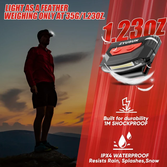 Alt view image 7 of 7 - Zyusun 3-Pack Rechargeable Cap Light,Portable headlamps,Clip on Hat with Motion Sensor,Lightweight IPX4 Waterproof,Night Vision LED Lights for Hunting Fishing Camping Hiking Cycling (Green+Red+Pink)