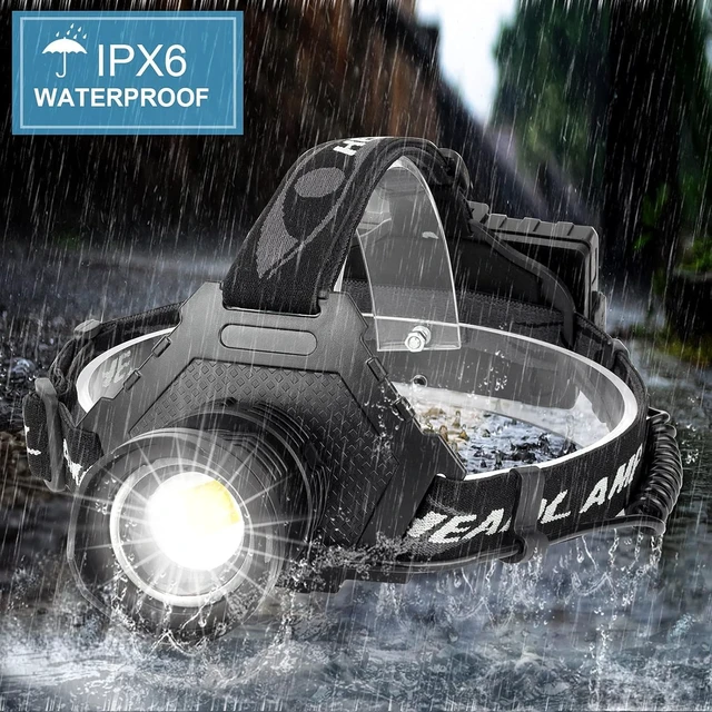 Alt view image 4 of 7 - Aikertec Rechargeable LED Headlamp 99000 Lumen, Super Bright Head Lamp Flashlight with 5 Lighting Modes, IPX6 Waterproof, Zoomable Headlight for Camping, Hiking, Fishing, Biking, Running (2 Pack)