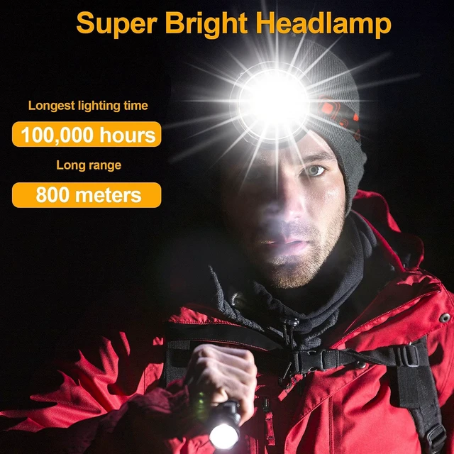 Alt view image 5 of 7 - Aikertec Rechargeable LED Headlamp 99000 Lumen, Super Bright Head Lamp Flashlight with 5 Lighting Modes, IPX6 Waterproof, Zoomable Headlight for Camping, Hiking, Fishing, Biking, Running (2 Pack)