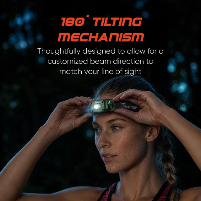 Alt view image 5 of 7 - Terracotta Rechargeable LED Headlamp, 740 Lumen Bright Head Lamp with Red & 365nm UV Light for Adults, IPX4 Waterproof Hard Hat Light & Helmet Flashlight for Hunting, Camping, Night Fishing