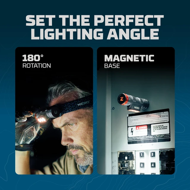 Alt view image 4 of 7 - NEBO Transcend 1500 Rechargeable Headlamp | 1,500 Lumens, 5 Light Modes, Detachable Magnetic Work Lamp, Waterproof, Bright LED Head Light for Hiking & Camping, Includes USB Charging Cable