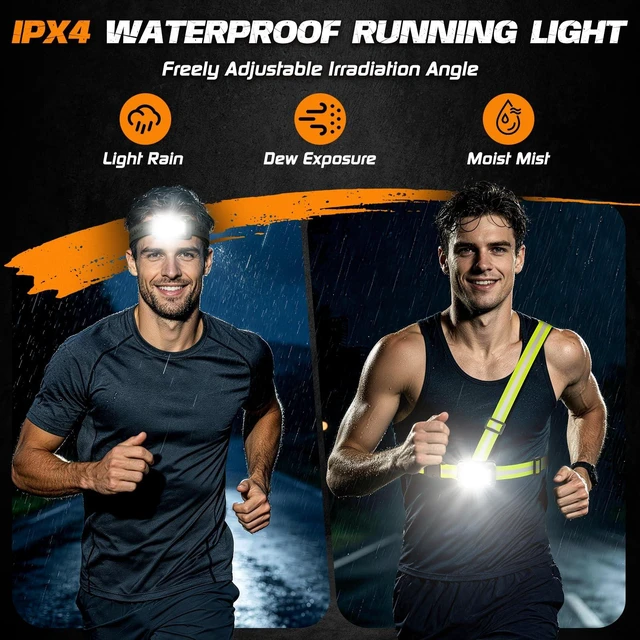 Alt view image 7 of 7 - LED Headlamp Rechargeable with White, Red, Yellow Light & Reflective Vest | Motion Sensor, 5 Modes, Waterproof Running Lights, Lightweight Head Lamp For Running Camping Fishing Hiking