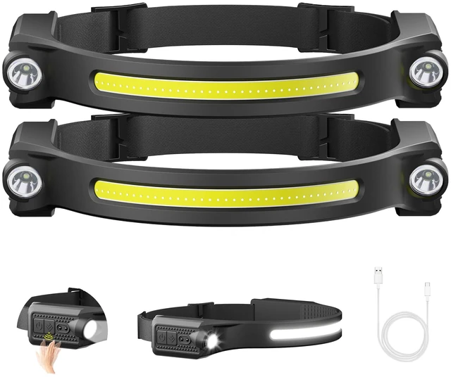 Main image of AlpsWolf LED Headlamp Rechargeable 2 Pack, Motion Sensor Head Light | Memory, 2 XPE Spotlights, 260° Wide Beam, 500 Lumen 300ft Range, Waterproof USB-C Rechargeable Head Lamp for Camping and Work