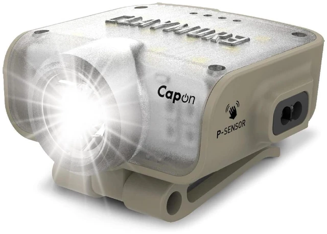 Main image of Claymore Capon 80C (Tan) - LED Rechargeable Clip-On Cap Headlamp, Lightweight Hat Light for Camping, Running, Emergency & Industrial Use, Waterproof, Hands-Free Sensor, 45 Hours Battery Life.