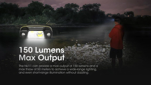 Alt view image 3 of 7 - Nitecore NU11 Clip-On Cap Light and Headlamp, 150 Lumen Bright, USB-C Rechargeable, 90 Degree Adjustable for Fishing Camping and Work with Hands-Free Motion Sensor, White and Red LEDs and Sticker