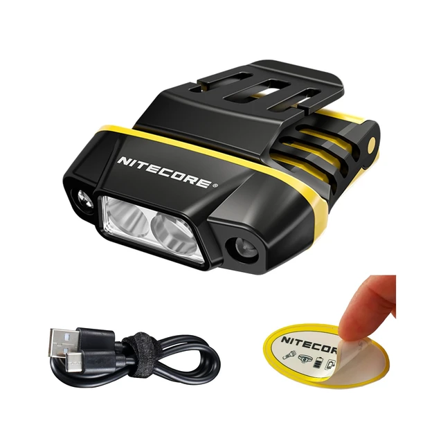 Main image of Nitecore NU11 Clip-On Cap Light and Headlamp, 150 Lumen Bright, USB-C Rechargeable, 90 Degree Adjustable for Fishing Camping and Work with Hands-Free Motion Sensor, White and Red LEDs and Sticker