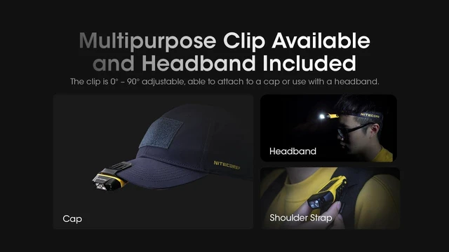 Alt view image 7 of 7 - Nitecore NU11 Clip-On Cap Light and Headlamp, 150 Lumen Bright, USB-C Rechargeable, 90 Degree Adjustable for Fishing Camping and Work with Hands-Free Motion Sensor, White and Red LEDs and Sticker