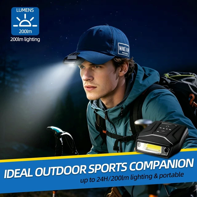 Alt view image 5 of 7 - Trliradyn 200LM Rechargeable Motion Sensor Cap Visor Light, COB LED IPX5 Hat Light, Running Lights for Runners Headlamp Flashlight Hat Clip Light with RedLight for Fishing Camping Work Reading