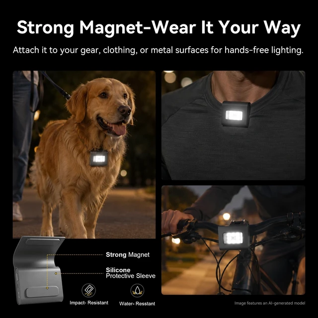 Alt view image 7 of 7 - HOKOILN 2 Pack Outdoor Night Running Lights, LED Running Lights for Runners with Rechargeable Battery for Camping, Hiking, Walking, Jogging, Outdoor Adventure