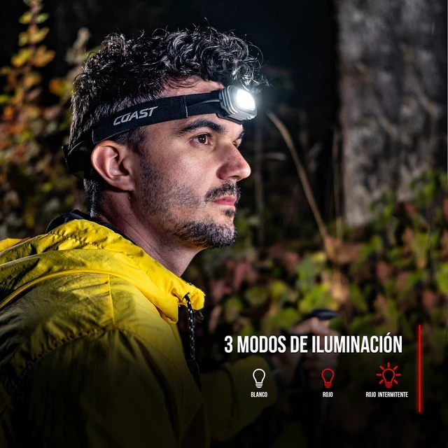 Alt view image 4 of 6 - Coast RL10 560 Lumen Dual Color LED Headlamp with Flood and Spot Beams, Variable Light Control, C.O.B., Alkaline Dual Power, Non-Slip Band, 3 x AAA Included