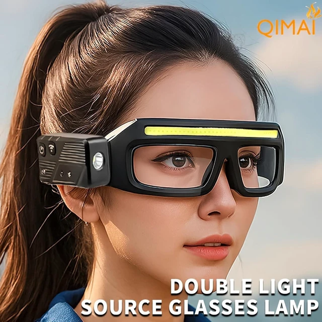Alt view image 4 of 7 - LED Glasses Rechargeable Headlight with Motion Sensor and Touch Control, 5 Modes USB C Lighted Glasses for Night Running,Camping, Fishing, Cycling, Hiking, Hands-Free Lighting (Blue)