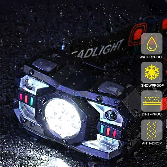 Alt view image 5 of 7 - KunHe 10 Pack led Rechargeable Headlamp Flashlight Headlight Motion Sensor 10 Mode for Outdoor Camping Gear Hiking Fishing Running Cycling Headlight Emergency Lights for Home