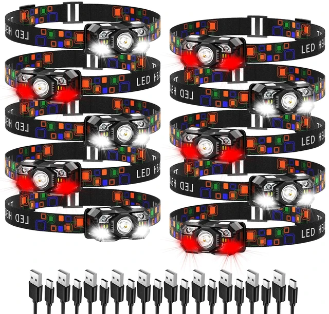 Main image of KunHe 10 Pack led Rechargeable Headlamp Flashlight Headlight Motion Sensor 10 Mode for Outdoor Camping Gear Hiking Fishing Running Cycling Headlight Emergency Lights for Home