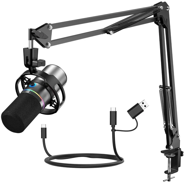 Main image of KO-STAR Dynamic Microphone Kit, USB/XLR Gaming Mic for PC Podcast Streaming | Noise Cancelling, RGB Light, Mute Button, Mic Gain, Monitoring, Boom Arm, Headphones Jack, for Content Creation & Singing