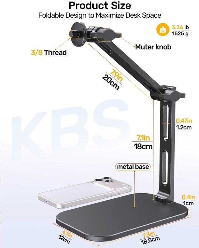 Alt view image 7 of 7 - Desktop Heavy Duty Mic Arm Stand with Silent Mute Knob for Shure SM7B | 2.68lbs Max Heavy Duty Microphone Mount Boom Arm, Compatible with Rode PodMic, for Podcast Gaming Streaming Office Desk Setup