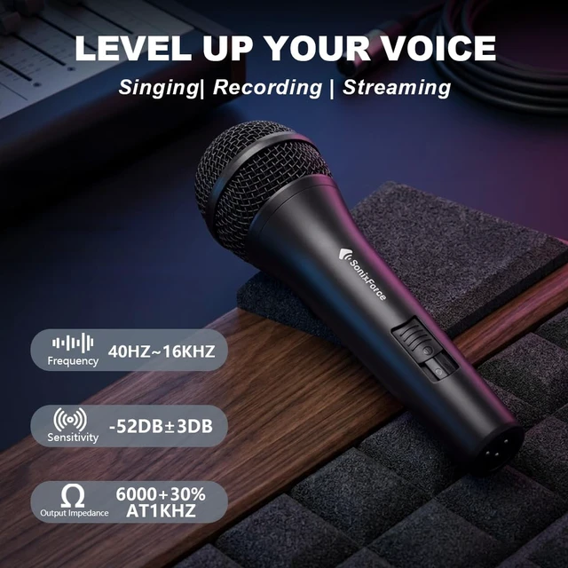 Alt view image 2 of 7 - SonixForce Professional Dynamic Microphone for Singing Karaoke Microphone with 16ft XLR to 1/4'' Audio Cable, Vocal Handheld Mic for Podcast Mixer Amplifier PA System