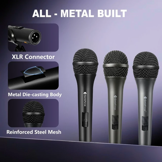 Alt view image 4 of 7 - SonixForce Professional Dynamic Microphone for Singing Karaoke Microphone with 16ft XLR to 1/4'' Audio Cable, Vocal Handheld Mic for Podcast Mixer Amplifier PA System