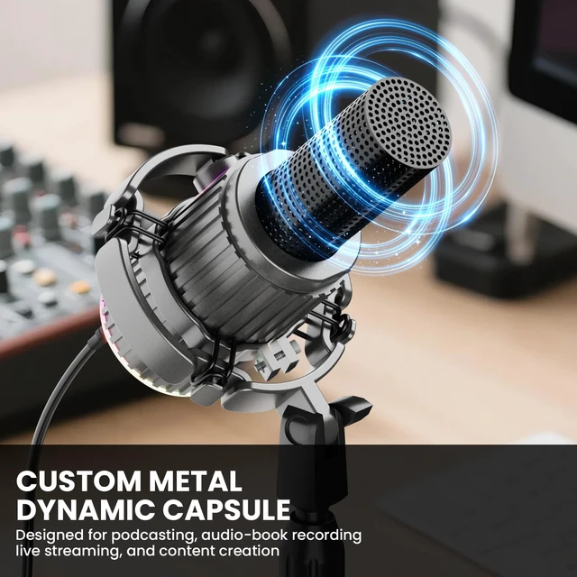 Alt view image 2 of 7 - BASN USB/XLR Dynamic Microphone, Live Streaming, Gaming Recording with Three-in-One Mute Button,RGB Lighting and MIC Stand for PC (Gray) SL2000