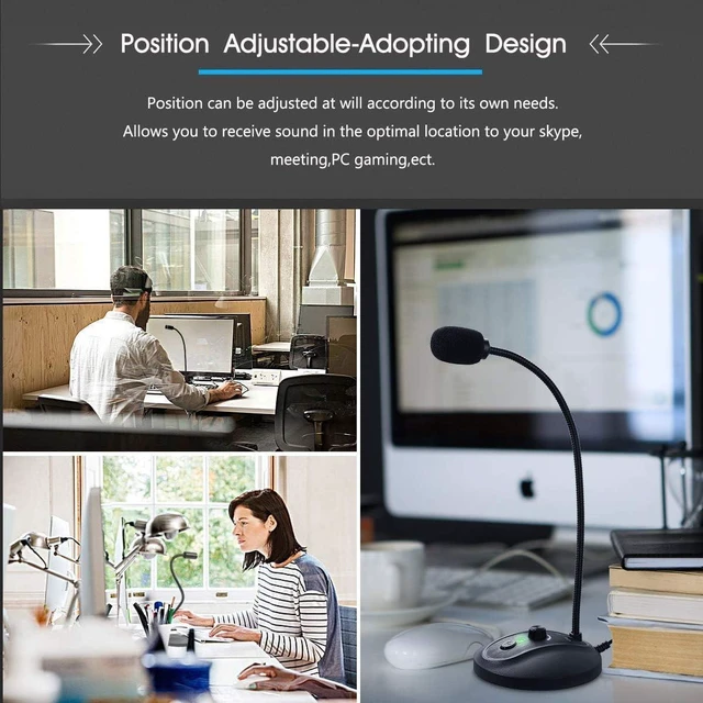 Alt view image 6 of 6 - JOUNIVO USB Computer Microphone with Mute Button, Plug&Play Condenser, Desktop, PC, Laptop, Mac, PS4 Mic -360 Gooseneck Design -Recording, Dictation, YouTube, Gaming, Streaming