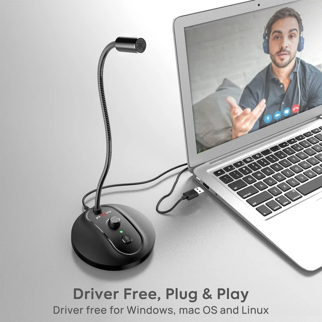 Alt view image 5 of 6 - JOUNIVO USB Computer Microphone with Mute Button, Plug&Play Condenser, Desktop, PC, Laptop, Mac, PS4 Mic -360 Gooseneck Design -Recording, Dictation, YouTube, Gaming, Streaming
