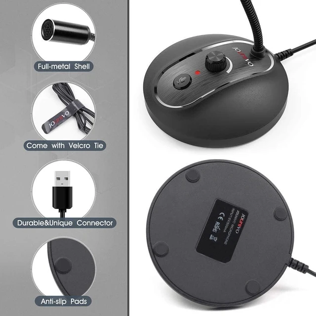 Alt view image 3 of 6 - JOUNIVO USB Computer Microphone with Mute Button, Plug&Play Condenser, Desktop, PC, Laptop, Mac, PS4 Mic -360 Gooseneck Design -Recording, Dictation, YouTube, Gaming, Streaming