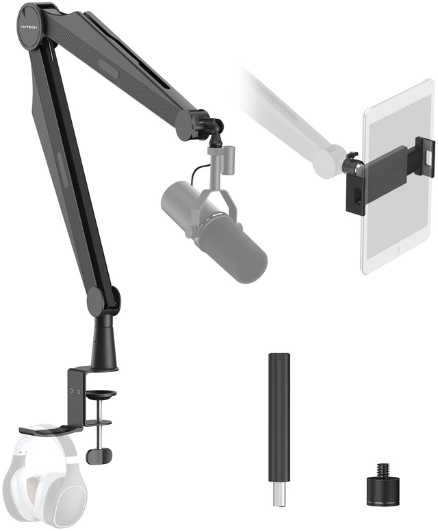 Main image of IXTECH Mic Boom Arm Microphone Arm for Blue Yeti Shure Sm7b Hyperx QuadCast Rode At2020 and Fifine Upgraded Mic Stand with Tablet and Headphone Holder for Gaming Podcasting and Streaming CAPTAIN PRO