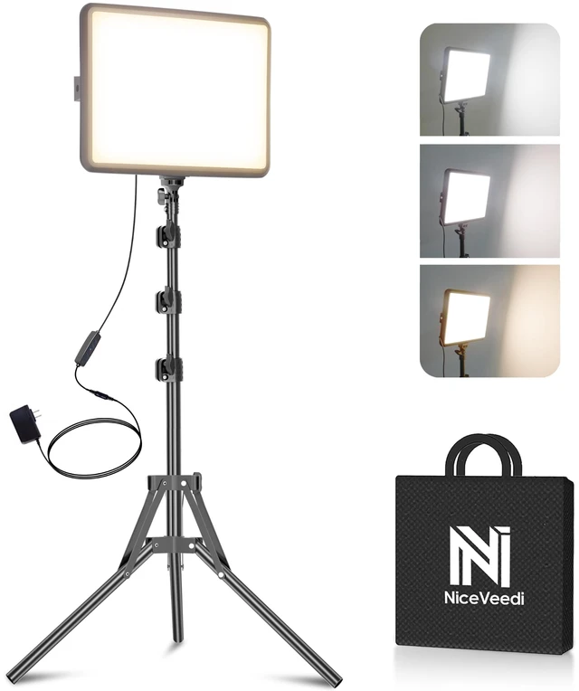 Main image of 1-Pack Photography Lighting Kit, NiceVeedi 25W LED Video Light Kit, 2900-7000K Dimmable Studio Light with Tripod Stand, 73" Stream Light for Video Recording
