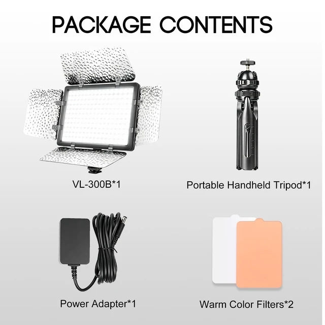 Alt view image 7 of 7 - Mettlelite VL-300B 18W Ultra Bright LED Video Light with Barndoor & Mini Tripod, Cold & Warm Color Filters Stepless Dimming CRI 95+ Portable Studio Lighting for Photo Video & Streaming