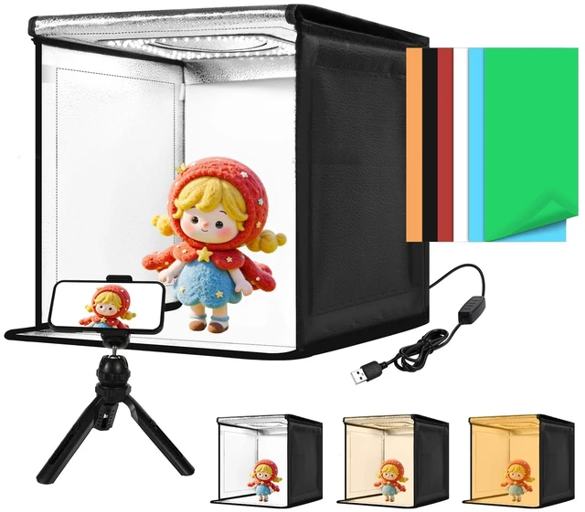 Main image of Light Box with Tripod, 12/16/20/24/32 Inch Lightbox with CRI>95 152 White Warm LED Light Beads. Portable Photo Light Box with 6 Colors PVC Backdrops. Dimmable Shooting Tent Kit for Studio Photography