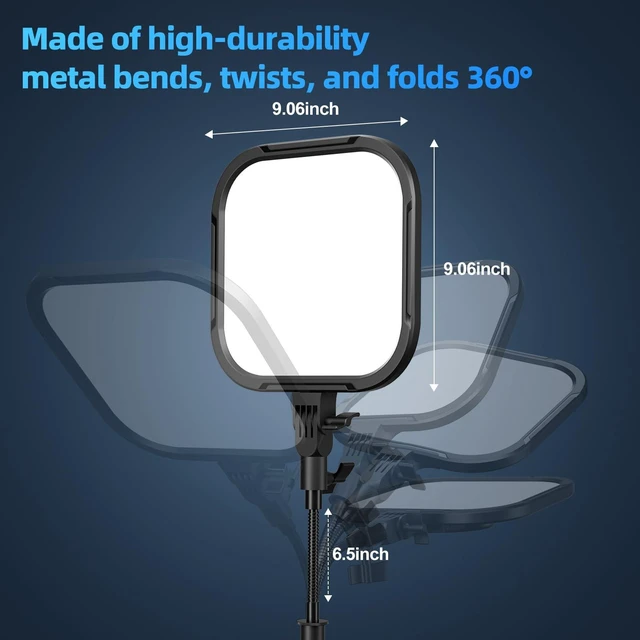 Alt view image 6 of 7 - EMART Desktop Gooseneck Video Conference Lighting, Dimmable 2500-8500k | 9.09 in Square Large LED Panel Lamp for Desk with Phone Holder ,USB Flicker-Free for Podcast & Streaming ,Zoom Ring Light