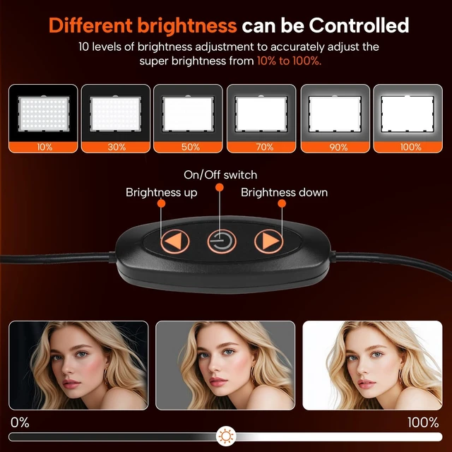 Alt view image 3 of 7 - GLOSHOOTING 2 Pack LED Video Lighting Kit, 9 Various Color Light for Studio | Dimmable 5600K, USB Powered, 54 in Tripod Stand, 66 pcs LED Energy-saving Bulbs with Barndoor for Photo Studios, Streaming