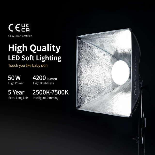 Alt view image 2 of 7 - 16"x16" Softbox Photography Lighting Kit for Video Recording Studio | 2500K-7500K & 2.4G Remote Studio light , 50W & CRI97 Adjustable LED Bulb for Video Recording Photography Shooting Streaming