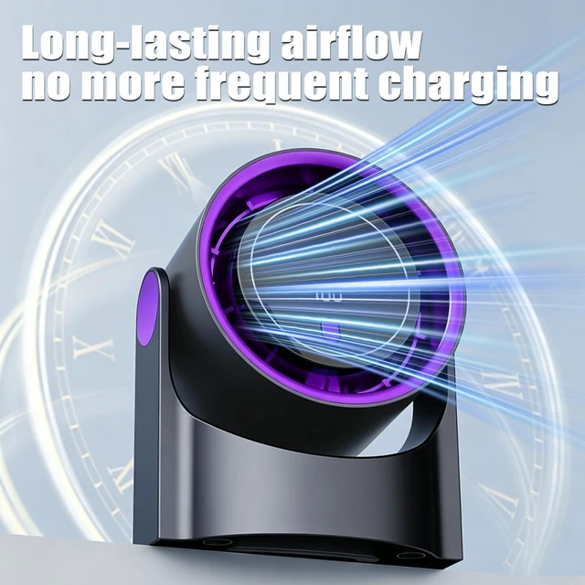 Alt view image 4 of 7 - WLxsyzka Portable Rechargeable Desk Fan, USB Battery Operated Personal Small Fan with Digital Display, Adjustable 100 Speed Quiet Cooling Fan for Bedroom, Office, Travel, Camping & Desktop