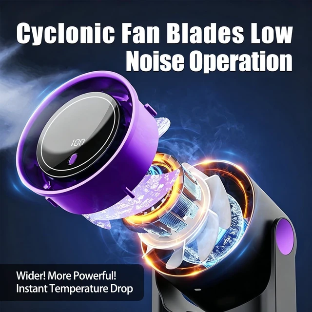 Alt view image 7 of 7 - WLxsyzka Portable Rechargeable Desk Fan, USB Battery Operated Personal Small Fan with Digital Display, Adjustable 100 Speed Quiet Cooling Fan for Bedroom, Office, Travel, Camping & Desktop