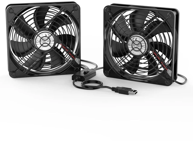 Main image of ELUTENG Dual 120mm USB Fan with 3 Speeds 5V Ventilator Fan Portable Cooling Fan Rechargeable Compatible for Laptop Receiver DVR Playstation Xbox Desk Computer Cabinet Cooling