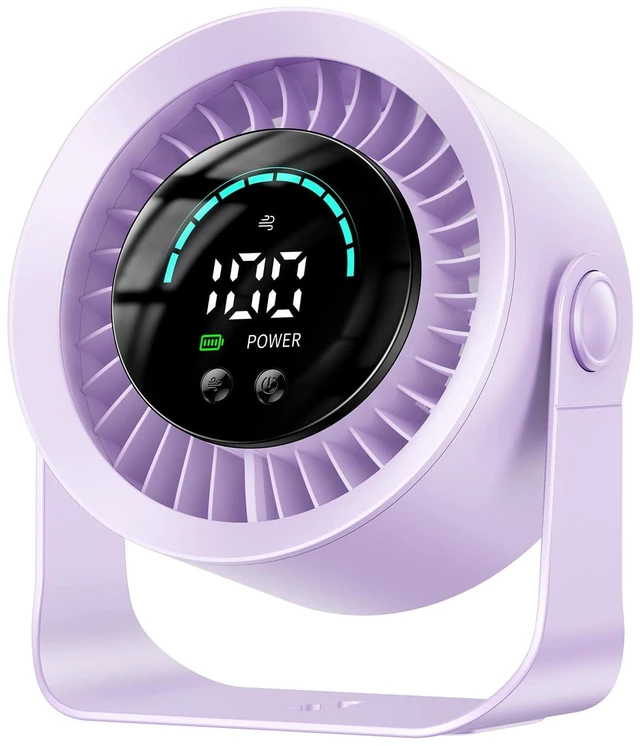 Main image of DIGIX Portable Desk Fan, 100 Speeds, 360° Rotation, USB Rechargeable | Quiet LED Display Table Fan with Wall Mount Design. Small Personal Cooling Fans for Home, Bedroom, Office & Travel, Purple