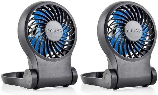 Main image of Treva 3.5 02COOL Mini USB Portable Desk Fan (2 PACK), Black/Blue, 2 Units